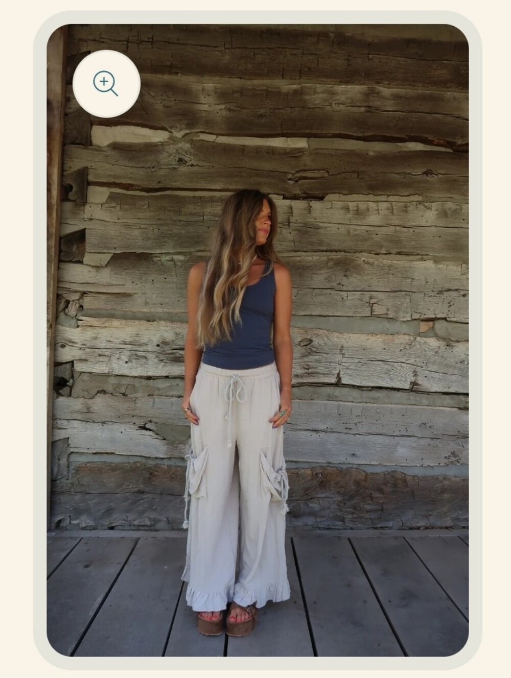 Mittoshop Linen Blend Pants With Ruffle Bottom Size Small